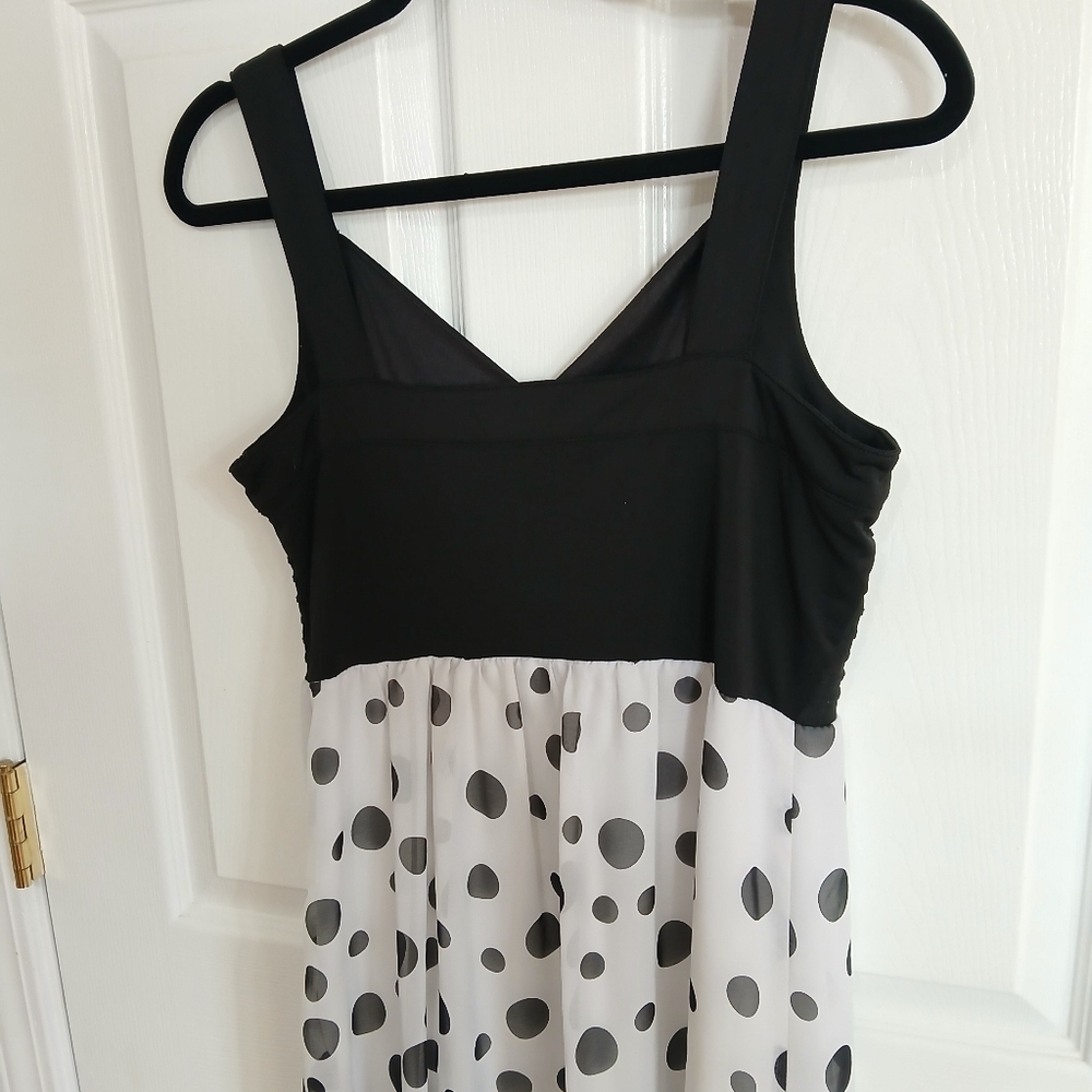 Cato Black And White Polka Dot Tank Maxi Sun Dress Babydoll Y2k Size 8 - Picture 7 of 9